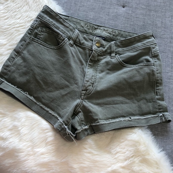 American Eagle Outfitters Pants - American eagle light olive green hirise shorties 6